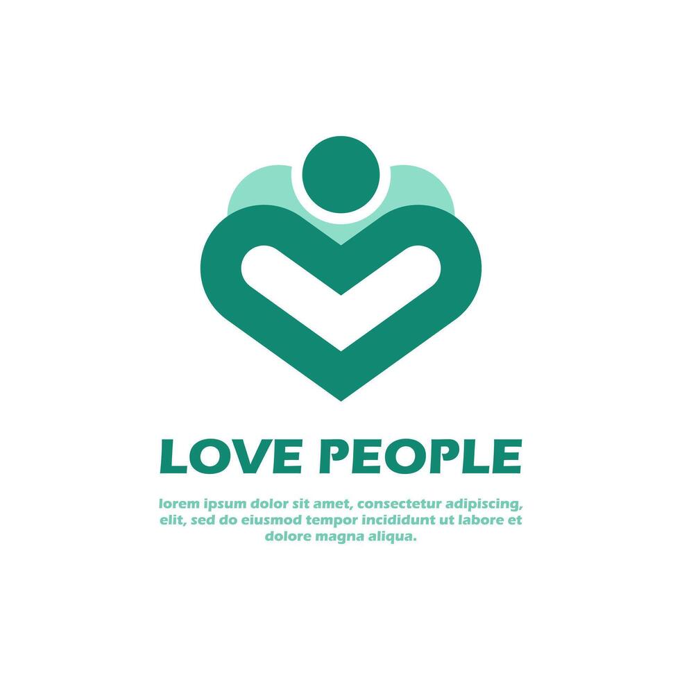 amor pessoas logotipo simples ilustração. coração conceito. combinação coração forma e humano pessoas ícone. vetor