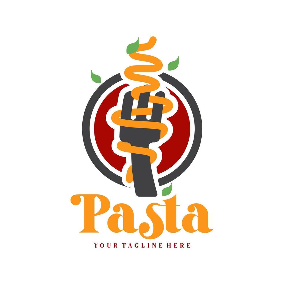 espaguete massa macarrão logotipo ilustração. massa logotipo ícone com uma combinação do Macarrão ou massa, garfo vetor