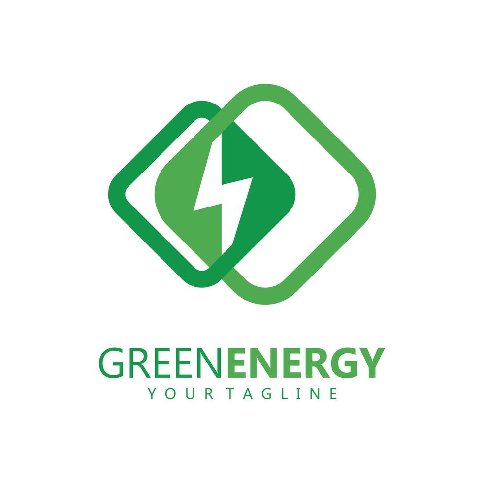 eco poder companhia vetor ilustração. verde energia logotipo modelo Projeto. simples logotipo do folha e elétrico carregar ícone.