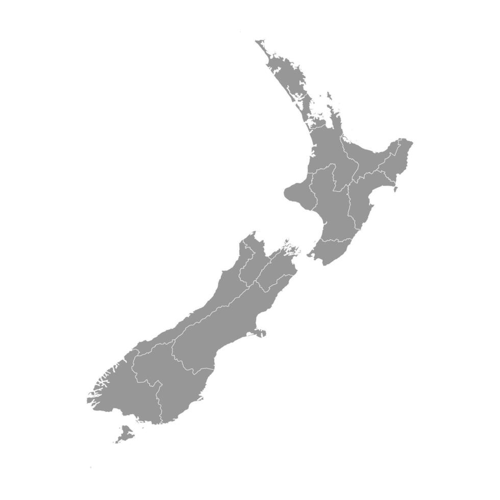 Novo zelândia mapa com administrativo divisões. vetor ilustração.