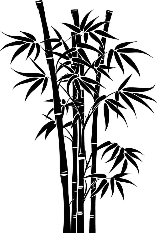 ai gerado silhueta bambu cheio corpo Preto cor só vetor
