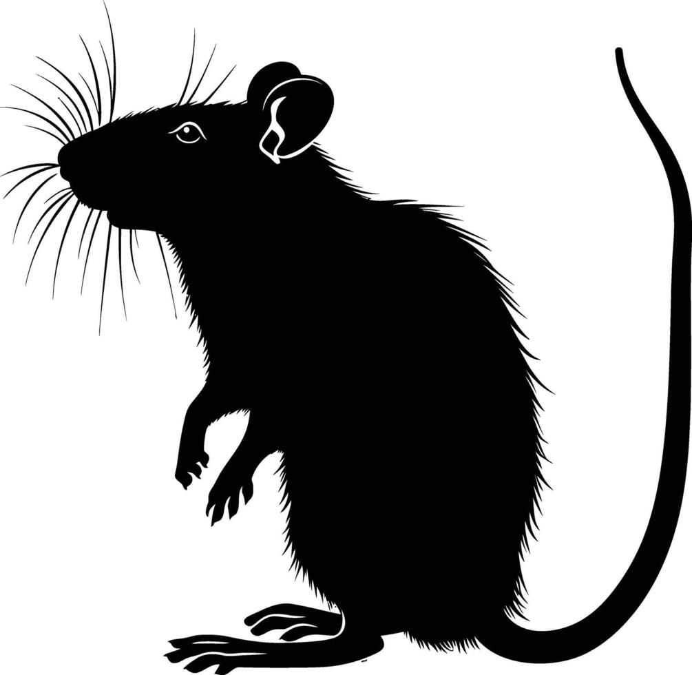 ai gerado silhueta rato Preto cor só cheio corpo vetor