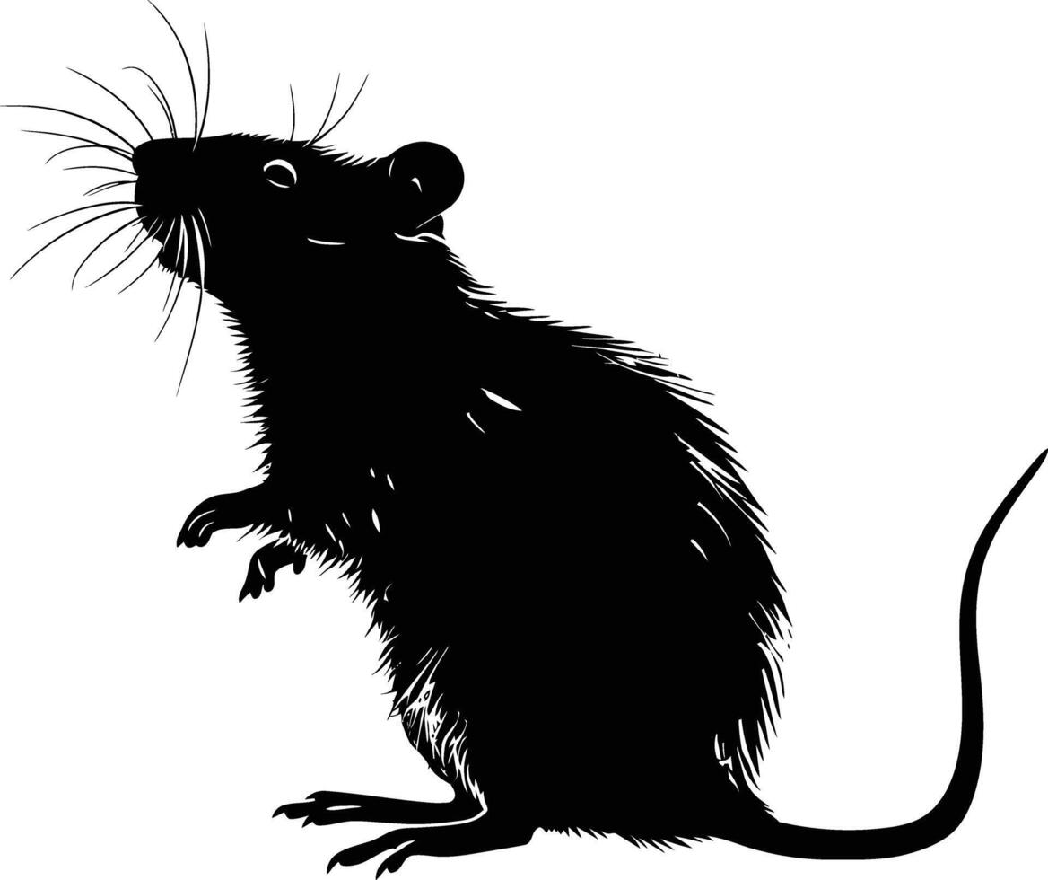 ai gerado silhueta rato Preto cor só cheio corpo vetor