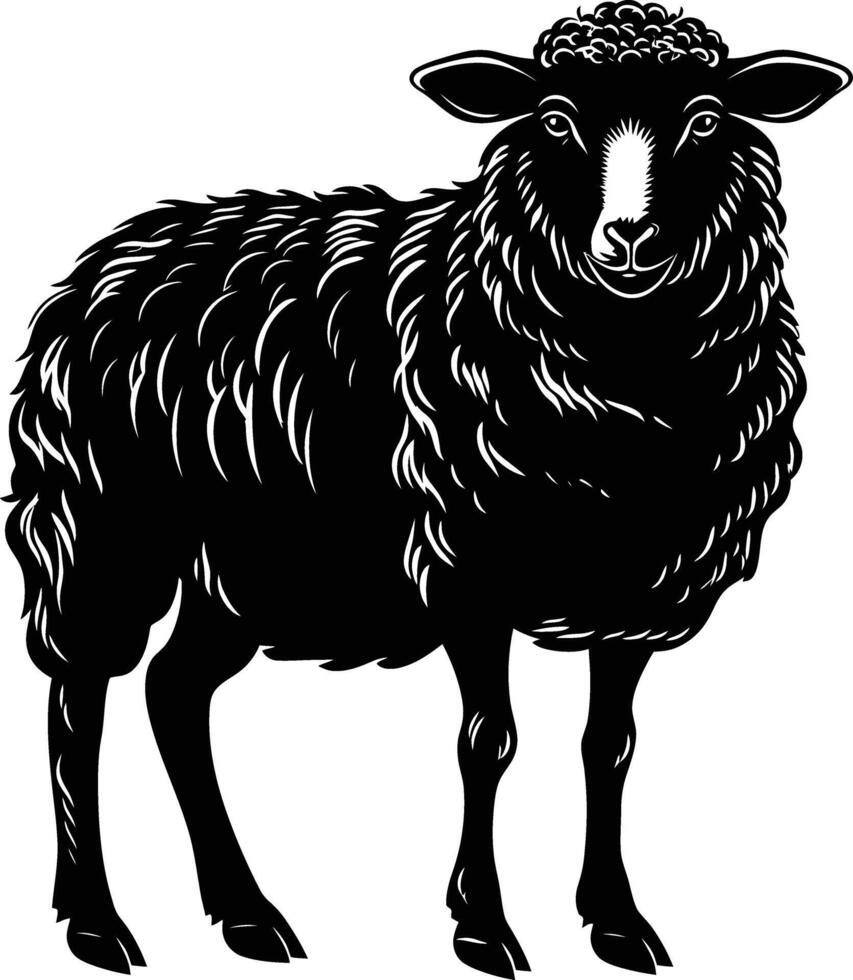ai gerado silhueta ovelha Preto cor só vetor