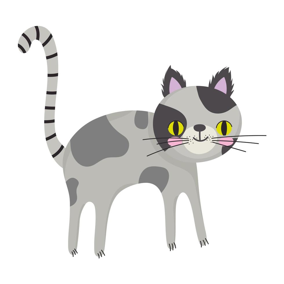 desenho animado felino de animal malhado de gato de estimação em estilo simples vetor