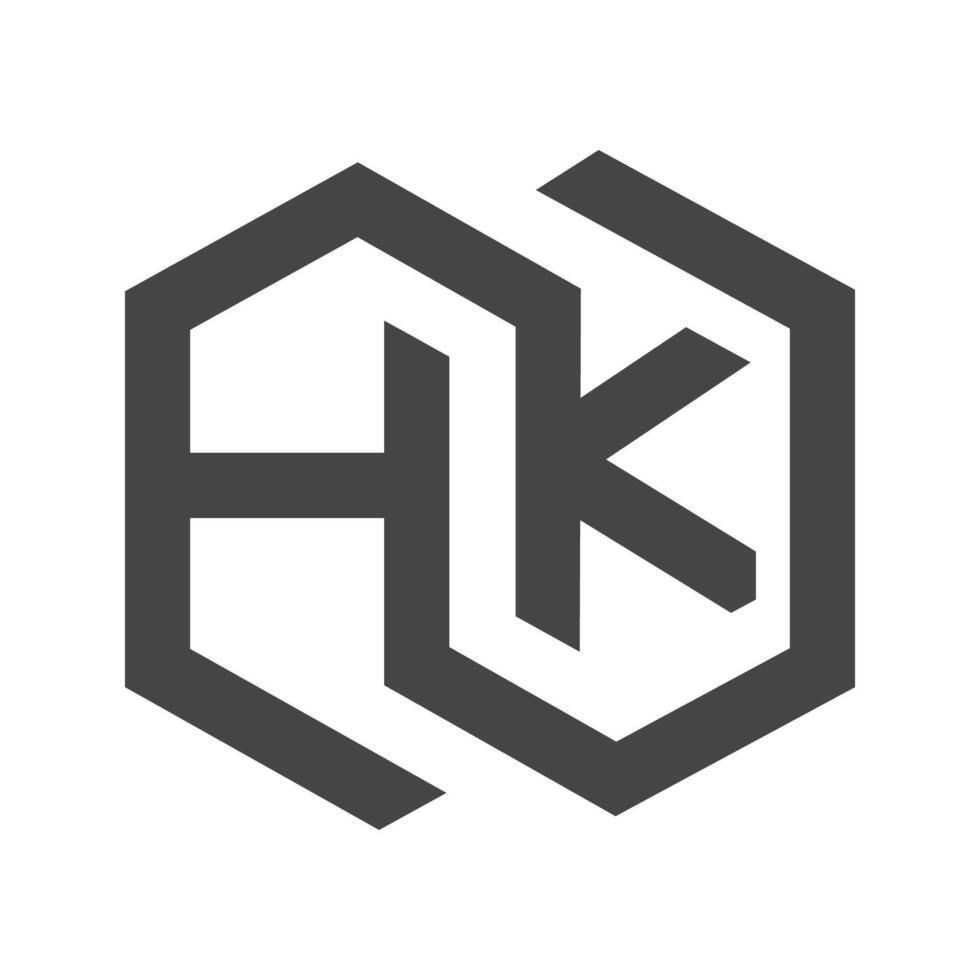 alfabeto iniciais logotipo hk, kh, k e h vetor