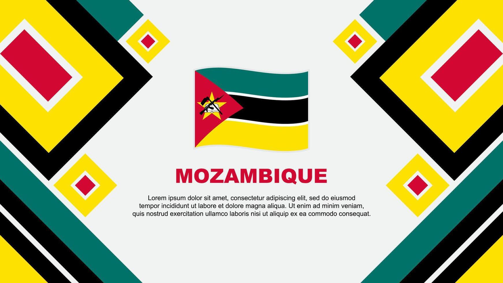 Moçambique bandeira abstrato fundo Projeto modelo. Moçambique independência dia bandeira papel de parede vetor ilustração. Moçambique desenho animado