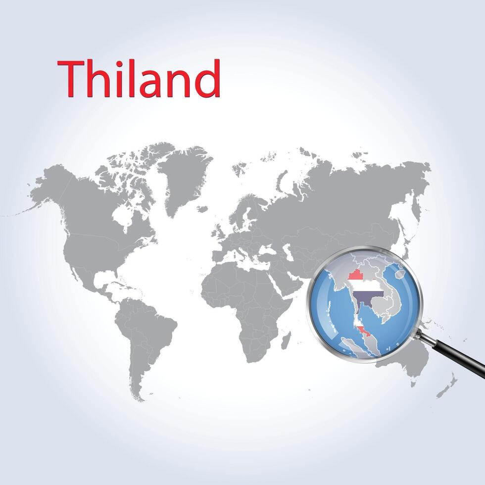 ampliado mapa Tailândia com a bandeira do Tailândia alargamento do mapas, vetor arte