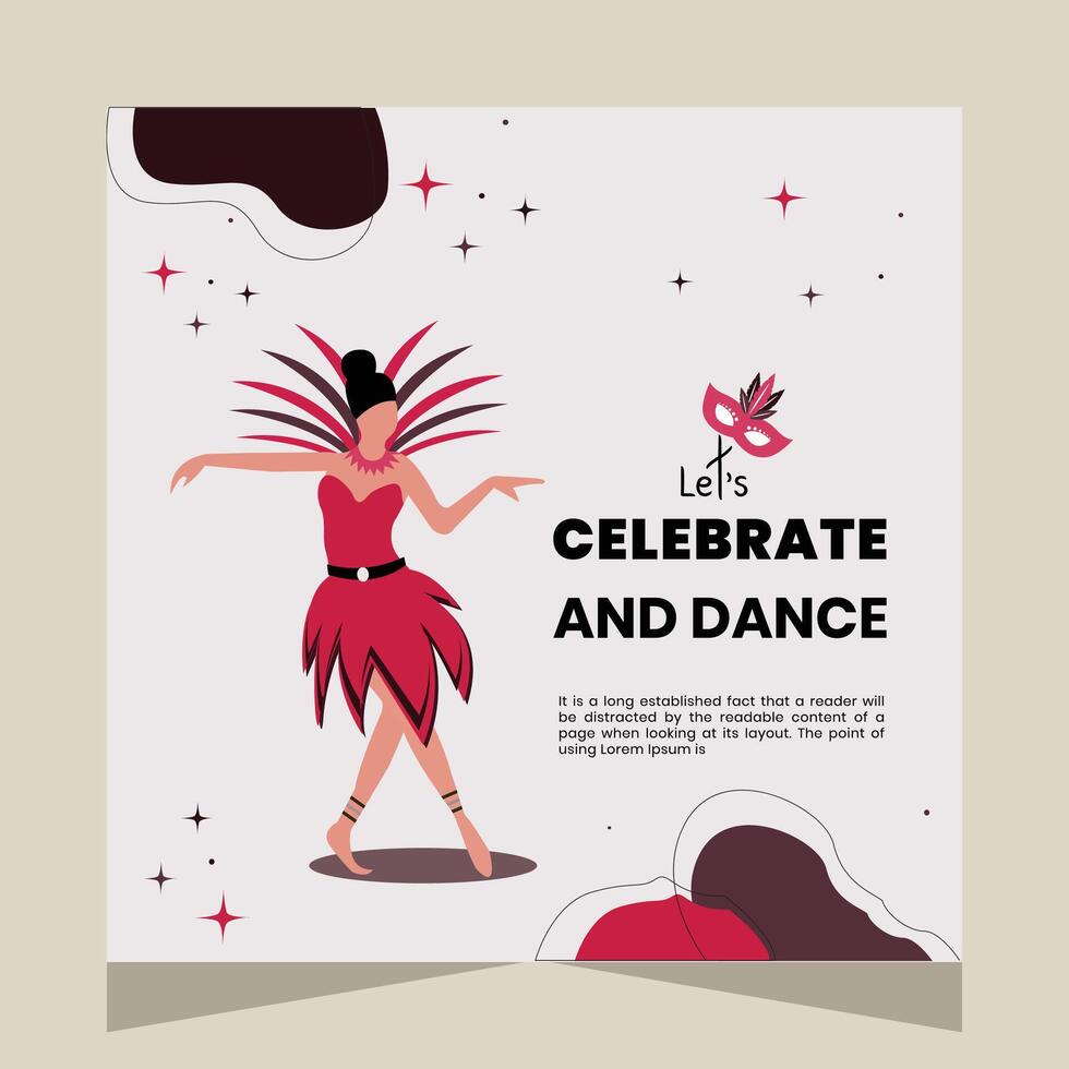 feliz brasileiro carnaval dança festa social meios de comunicação postar ilustração vetor