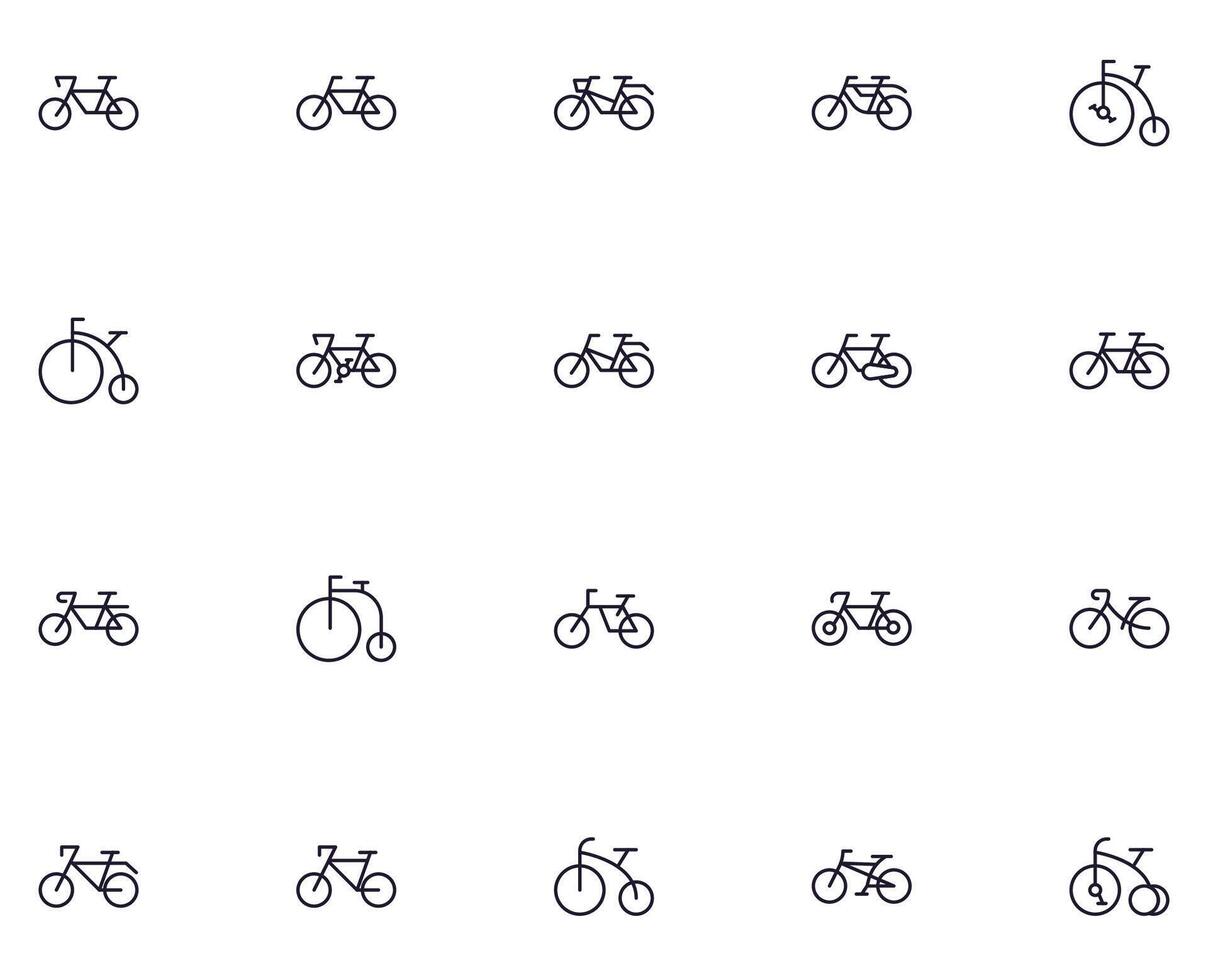 coleção do moderno bicicleta esboço ícones. conjunto do moderno ilustrações para Móvel aplicativos, rede sites, panfletos, faixas etc isolado em branco fundo. Prêmio qualidade sinais. vetor