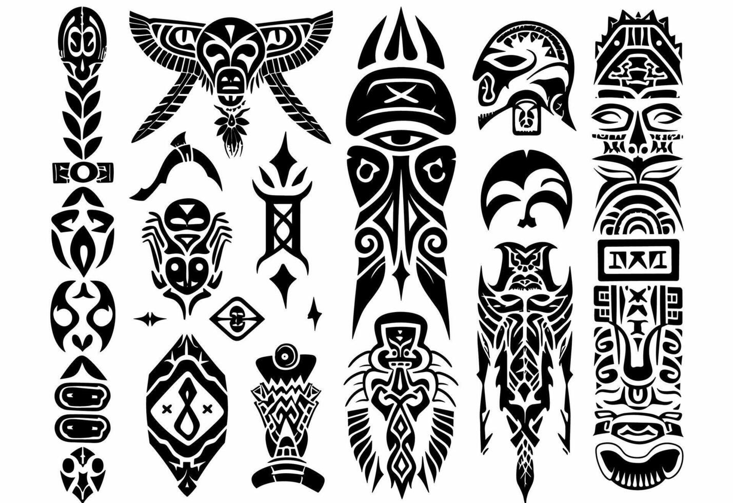 ácido neo tribal formas. abstrato étnico formas dentro gótico estilo. mão desenhado moderno elementos para tipografia, tatuagem, poster, cobrir. vetor ilustração