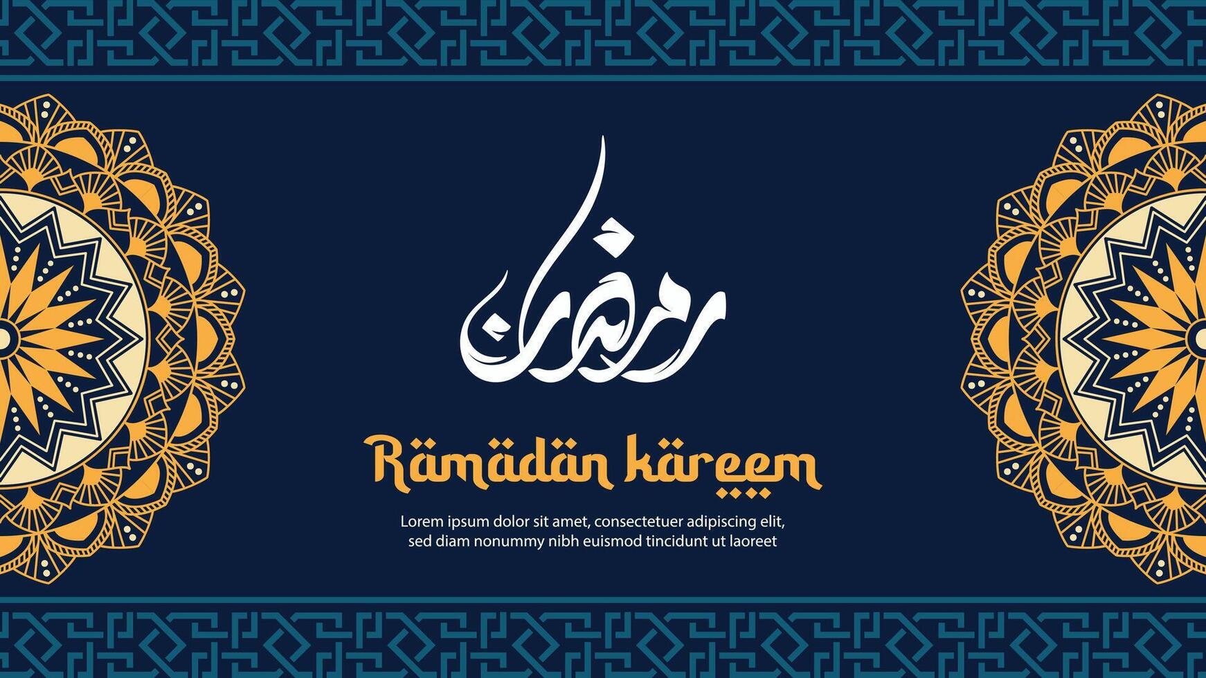 Ramadã kareem cumprimento cartão ou poster modelo com mandala e caligrafia. vetor ilustração