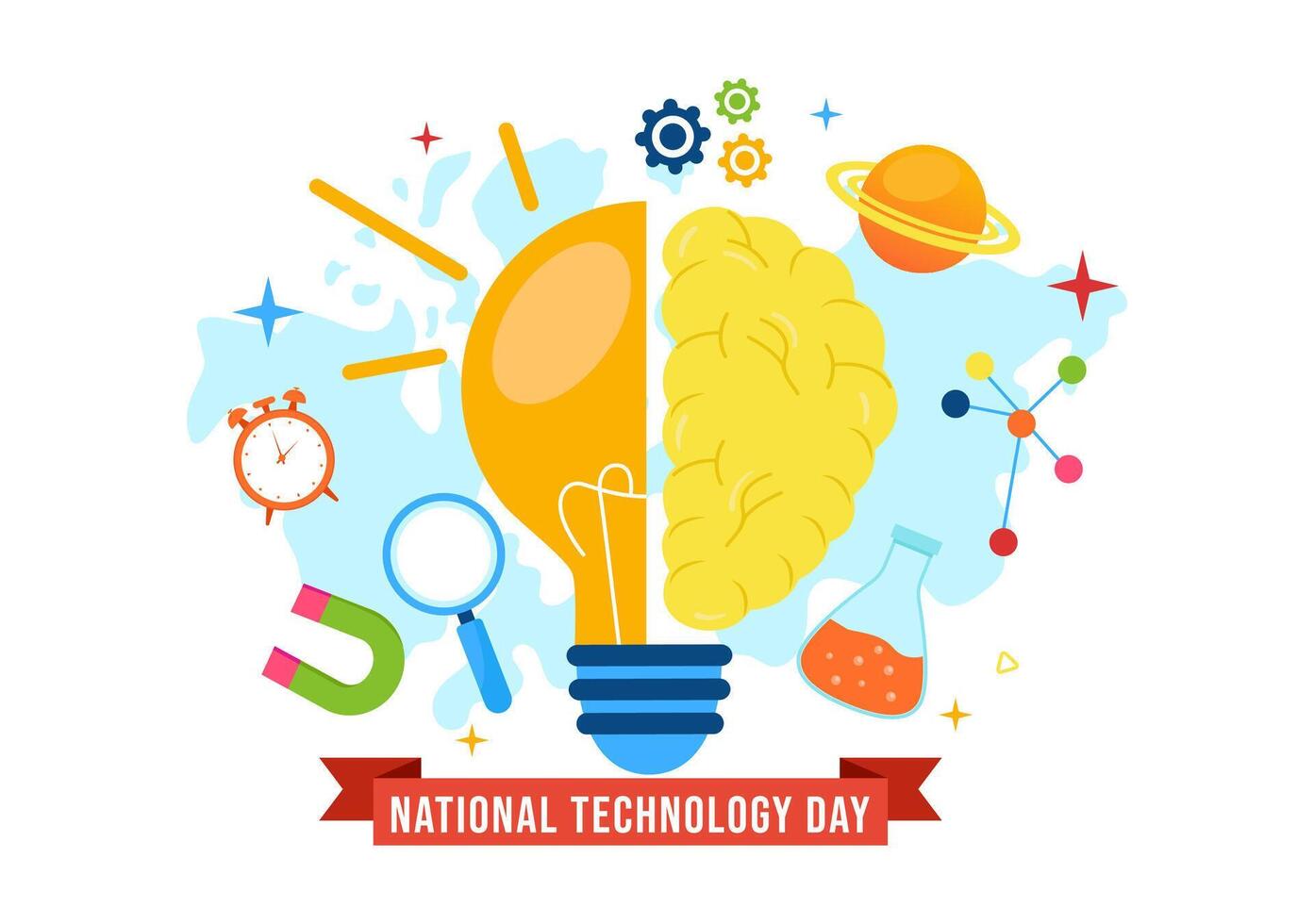 nacional tecnologia dia vetor ilustração em 11 pode com criativo digital para inovação e desenvolvimento do Alto tecnologia dentro plano desenho animado fundo
