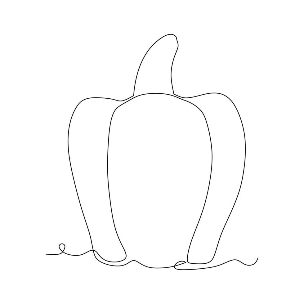 uma linha contínua que desenha pimentão orgânico integral e saudável para a identidade do logotipo da plantação. conceito de pimentão fresco para ícone de frutas vegetais. ilustração gráfica de vetor moderno desenho de linha única