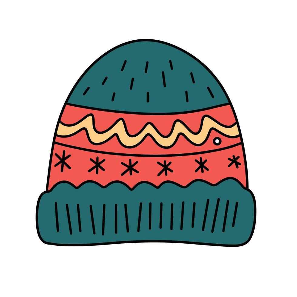rabisco inverno chapéu isolado em branco fundo. esboço caloroso chapéu. mão desenhado vetor arte.