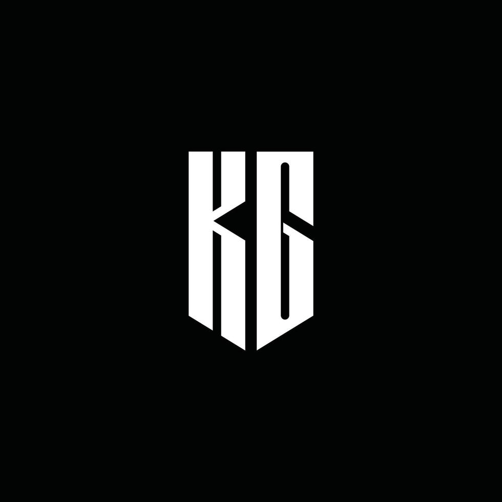 Monograma do logotipo de kg com o estilo do emblema isolado em fundo preto vetor