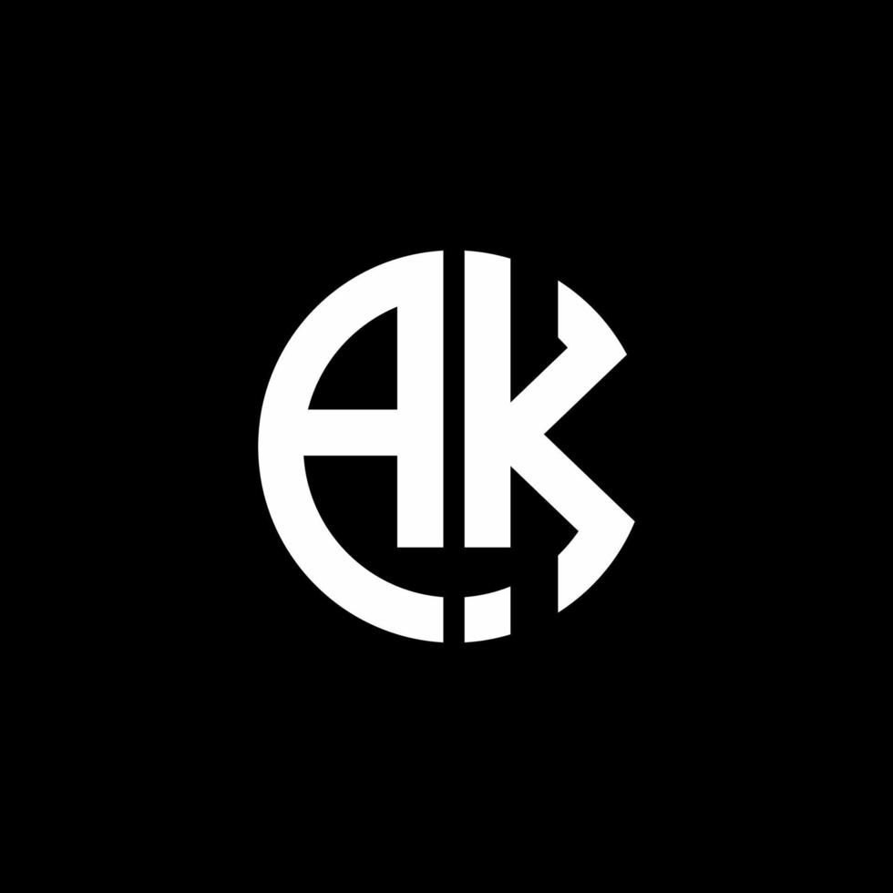 modelo de design de estilo de fita de círculo com logotipo de monograma ak vetor