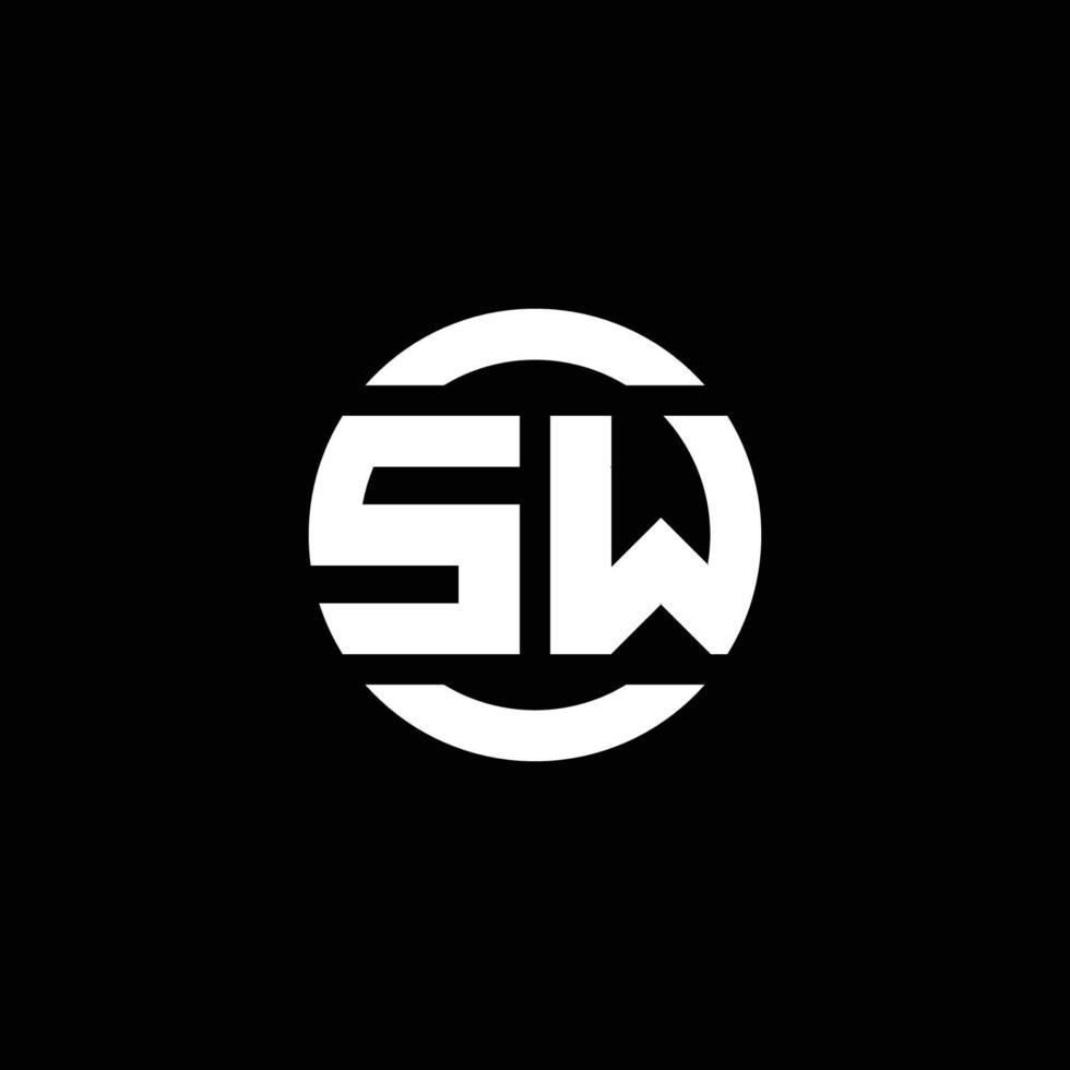 monograma do logotipo sw isolado no modelo de design de elemento de círculo vetor