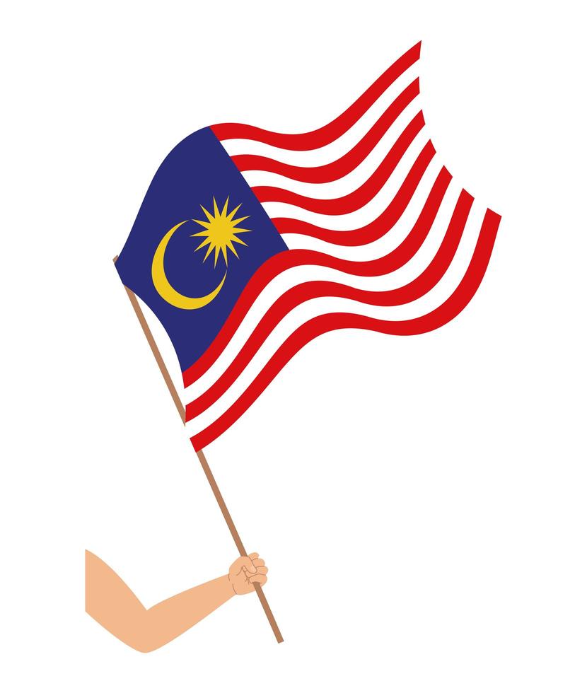 mão com bandeira da Malásia vetor