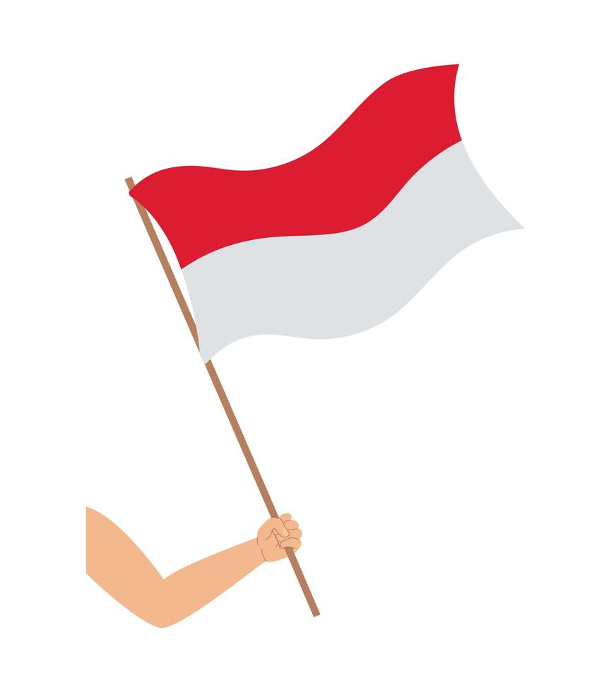 mão com bandeira da indonésia vetor