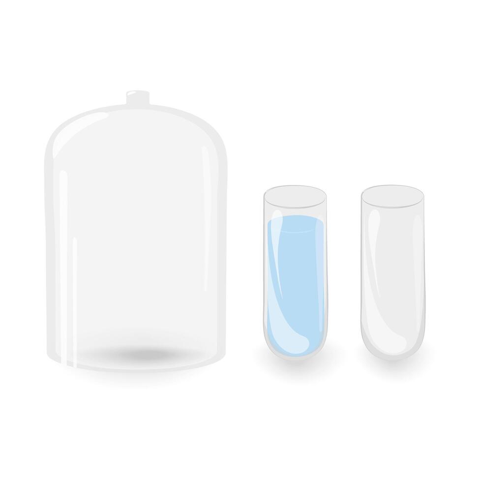 vidro tampa para cobertura e 2 transparente frasco com sombra e luzes para muitos diferente usa vetor