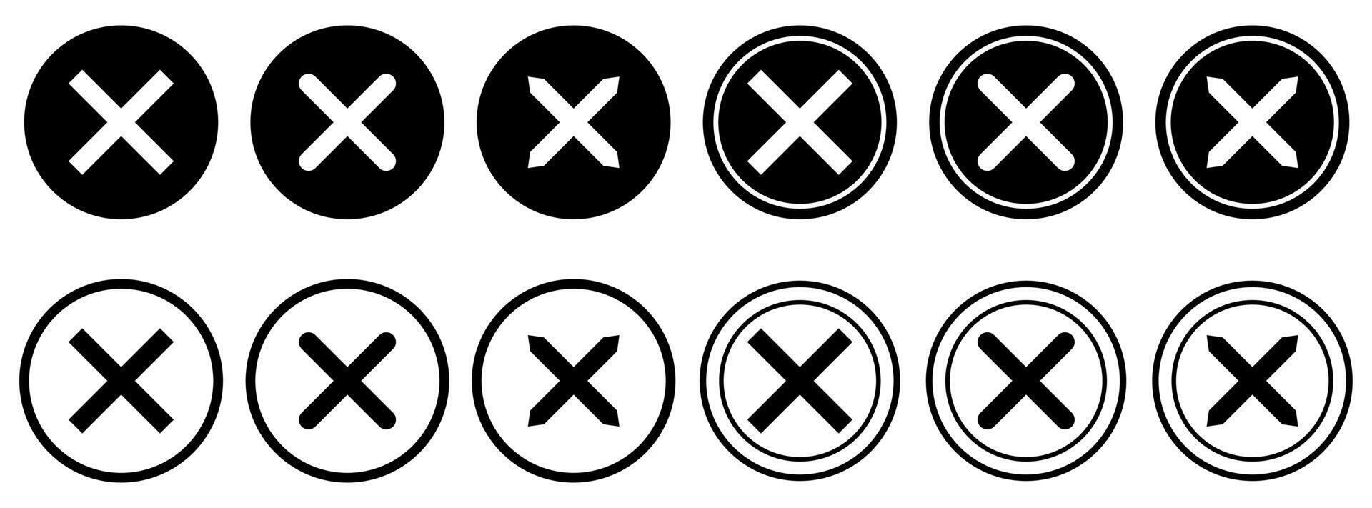 ícone conjunto excluir, errado ou cancelar símbolos. vetor isolado em branco fundo. Projeto para aplicativo, rede.