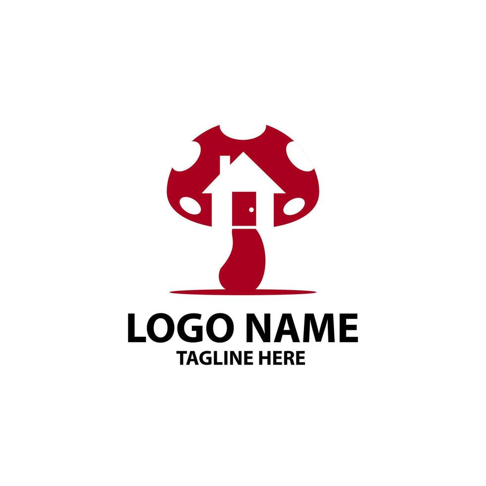 design de logotipo de vetor de casa de cogumelo