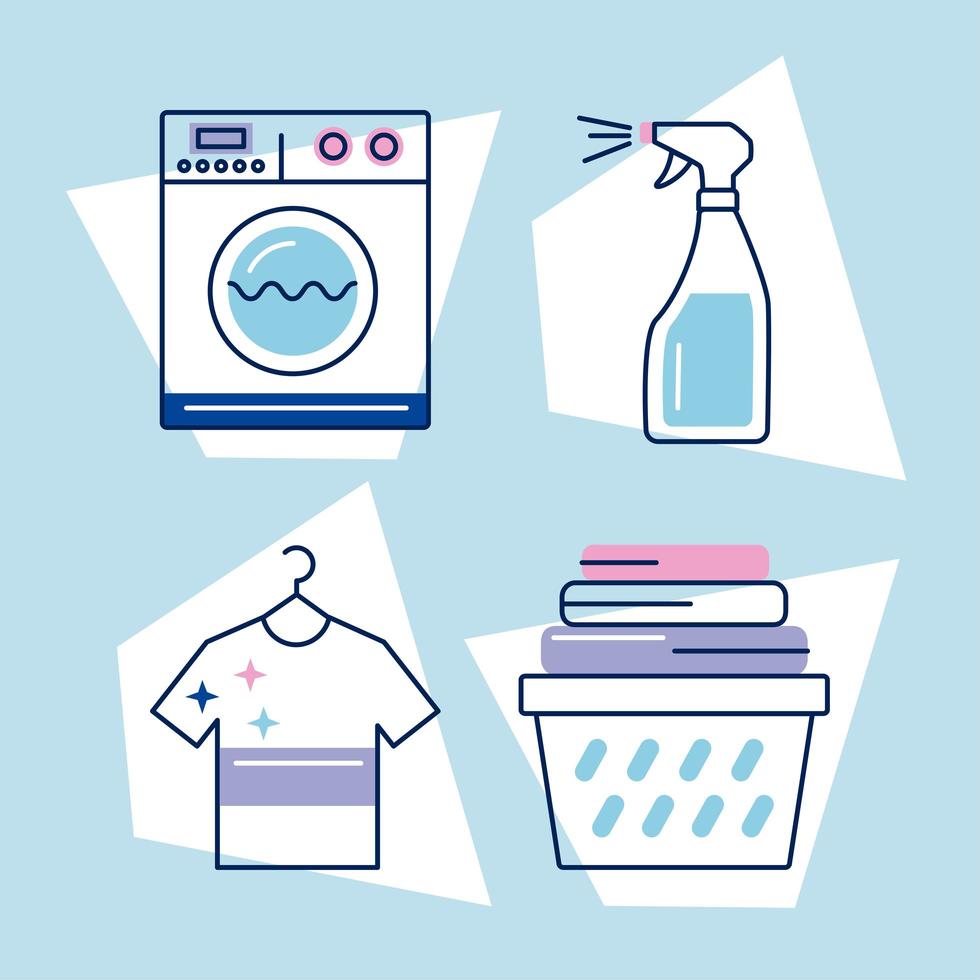 quatro ícones de serviço de lavanderia vetor