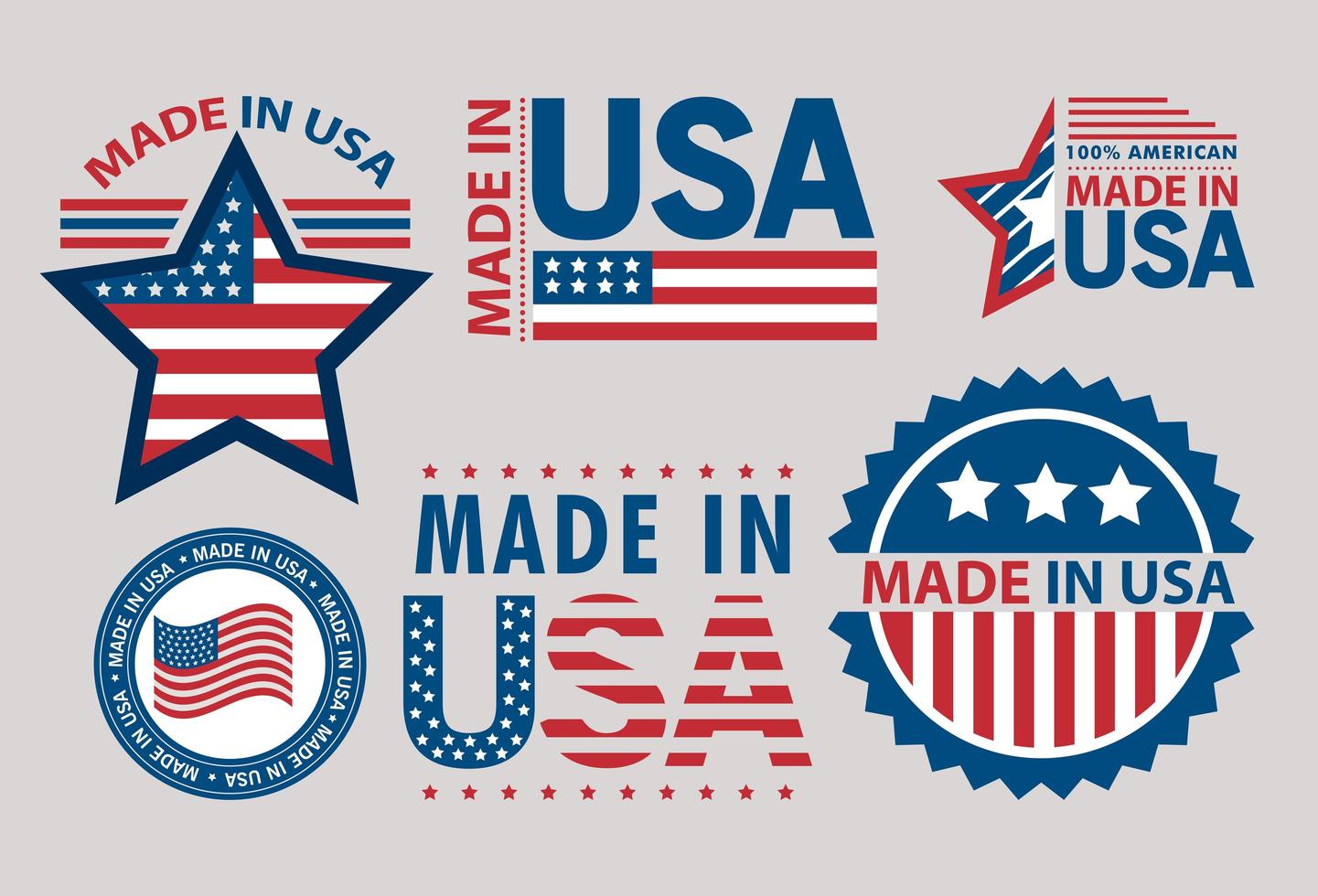 seis rótulos made in USA vetor