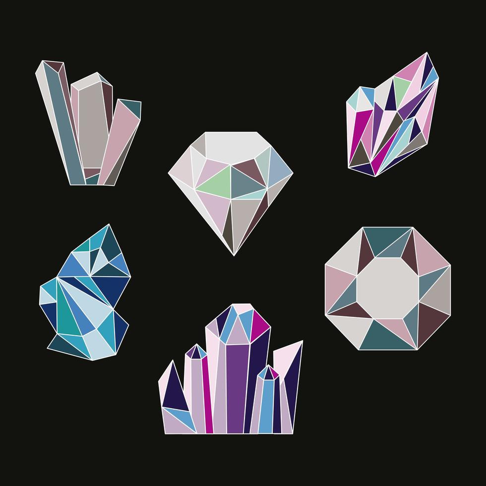 seis gemas de cristal vetor