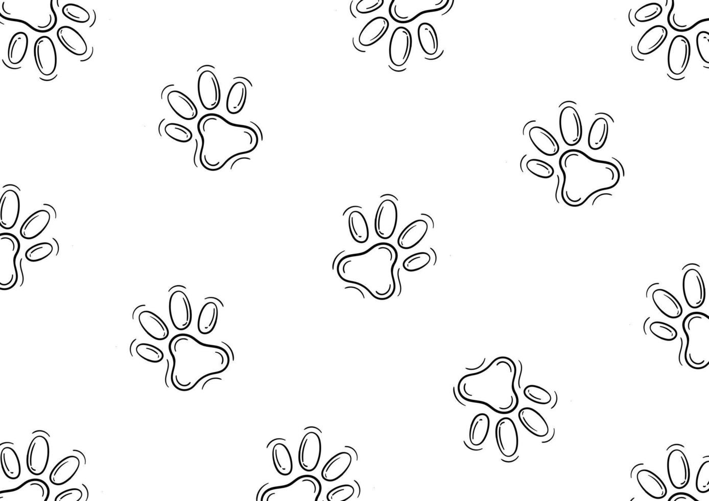 padrão desenhado à mão de pegadas de cachorro ou gato vetor