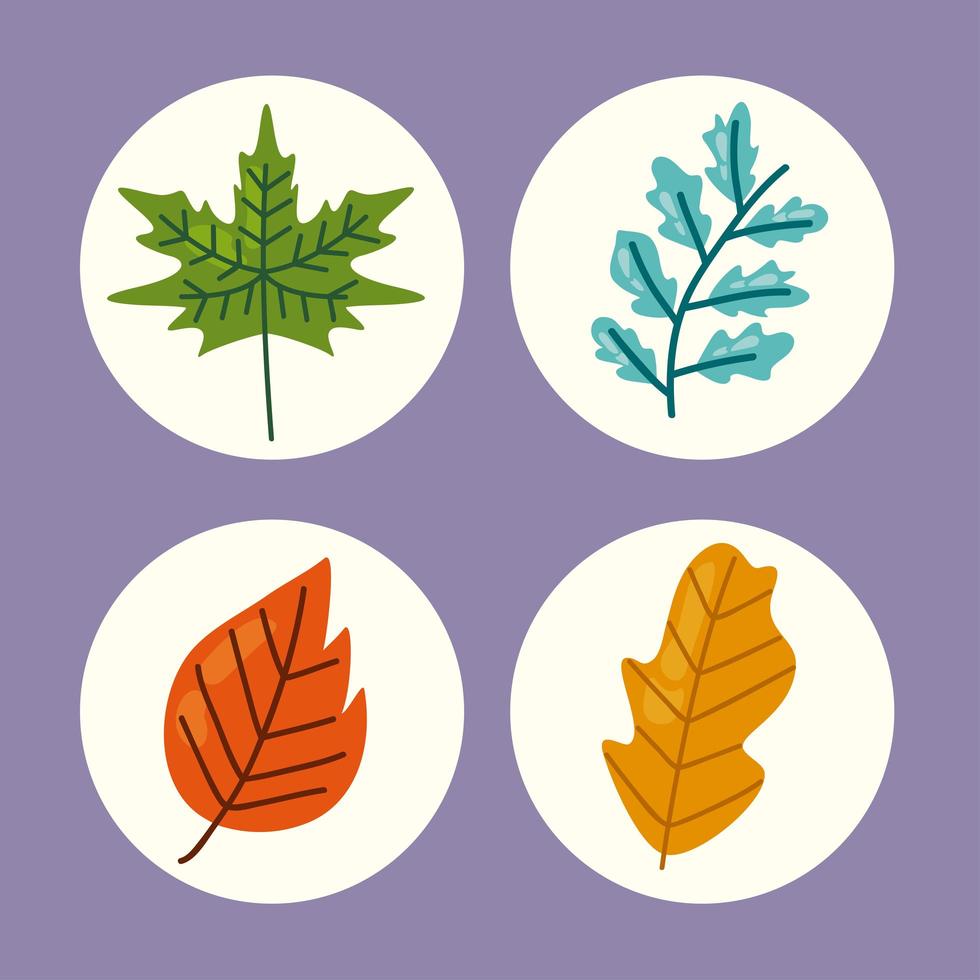 quatro olá ícones de outono vetor