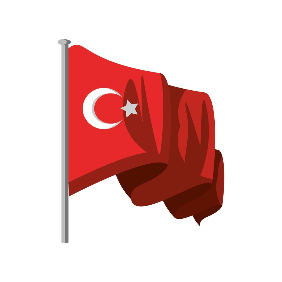 bandeira da Turquia no mastro vetor