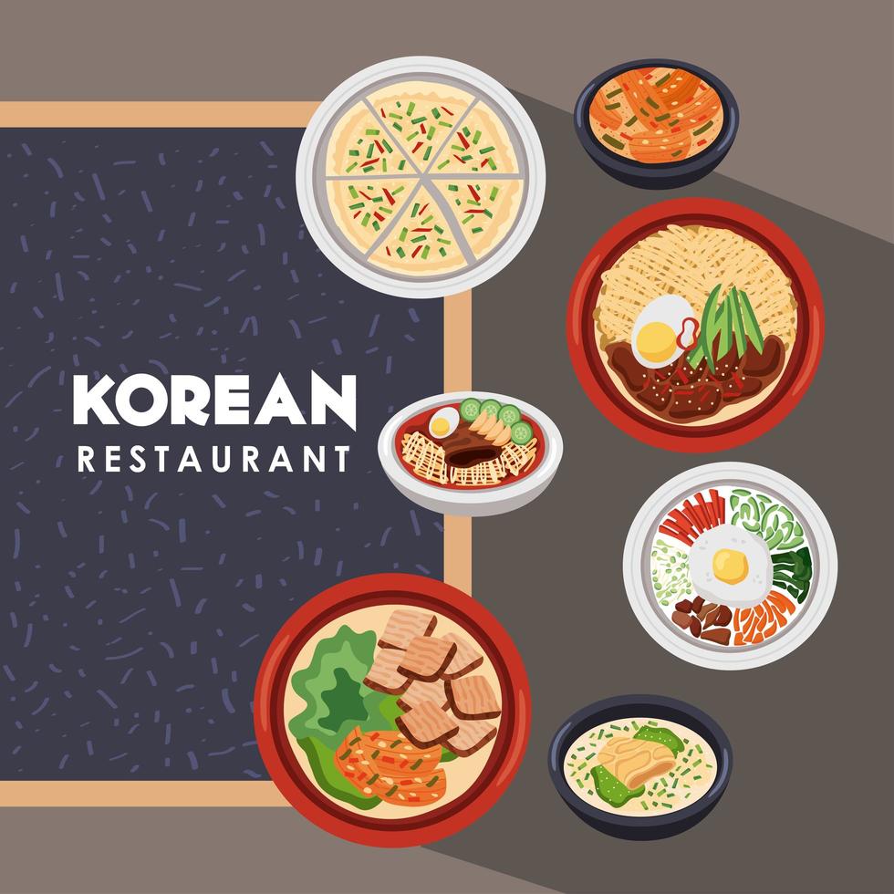 menu de comida coreana vetor