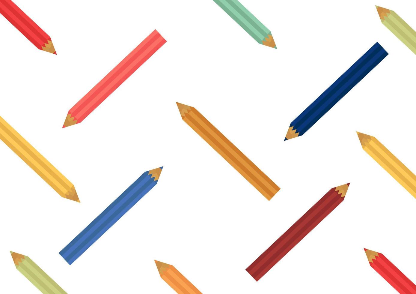 padrão de lápis colorido sobre fundo branco vetor