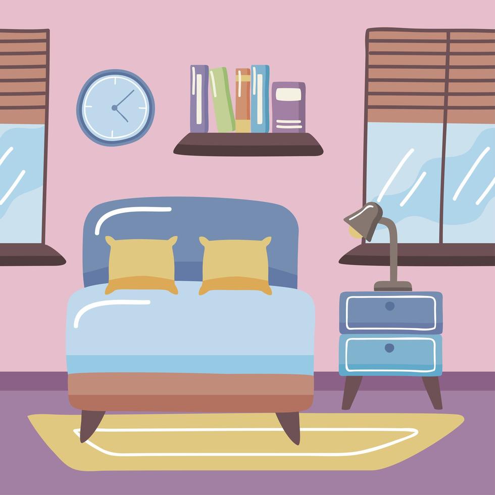 cama doméstica com objetos de decoração vetor