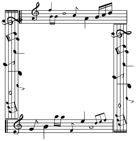 Modelo de fronteira com musicnotes em fundo branco vetor
