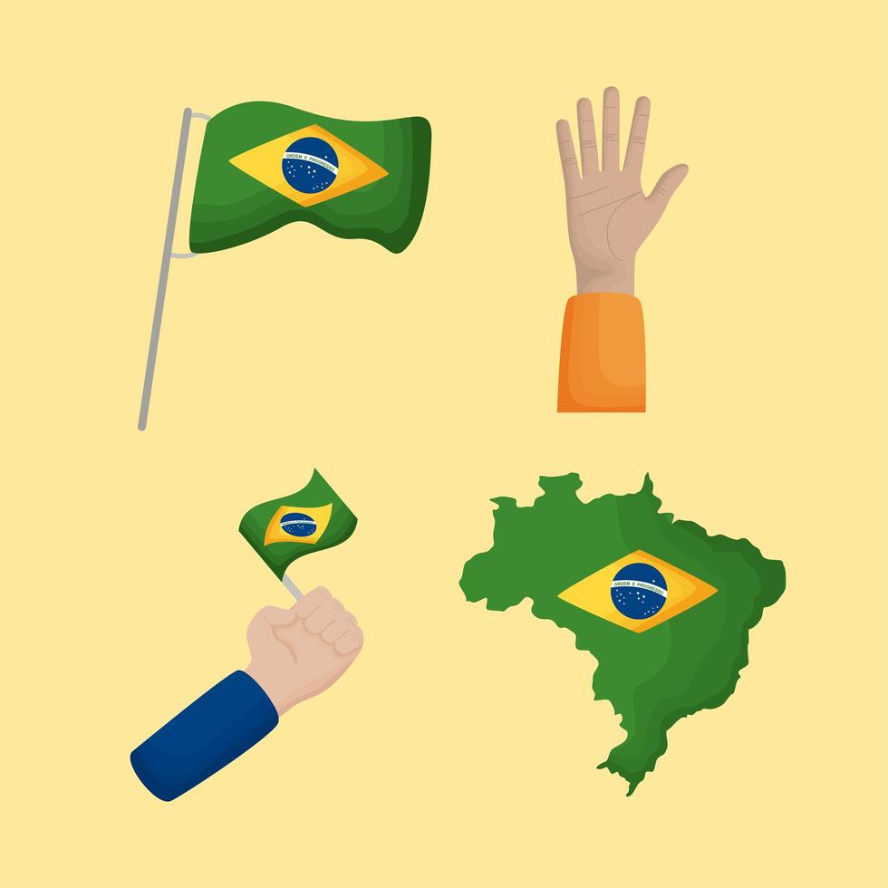 quatro ícones do dia da independência do brasil vetor