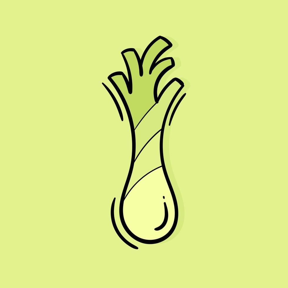 ilustração desenhada à mão de cebolinha com tema vegetal vetor