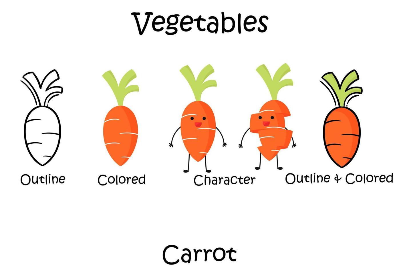 coleção de ilustrações de cenoura vegetal vetor