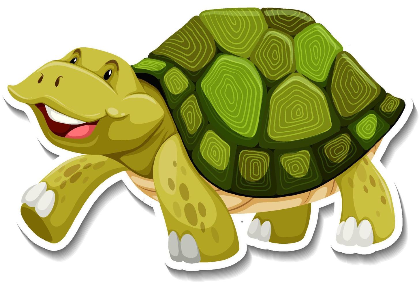 Autocolante de desenho animado de tartaruga fofa vetor