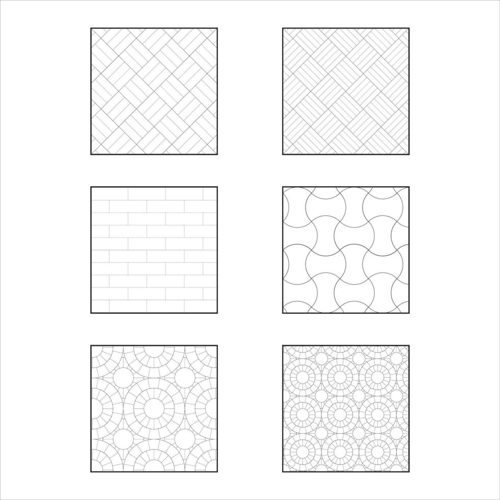 conjunto de blocos de pavimentação de linha de vetor de ícone de padrões na imagem de fundo branco para web, apresentação, logotipo, símbolo do ícone.