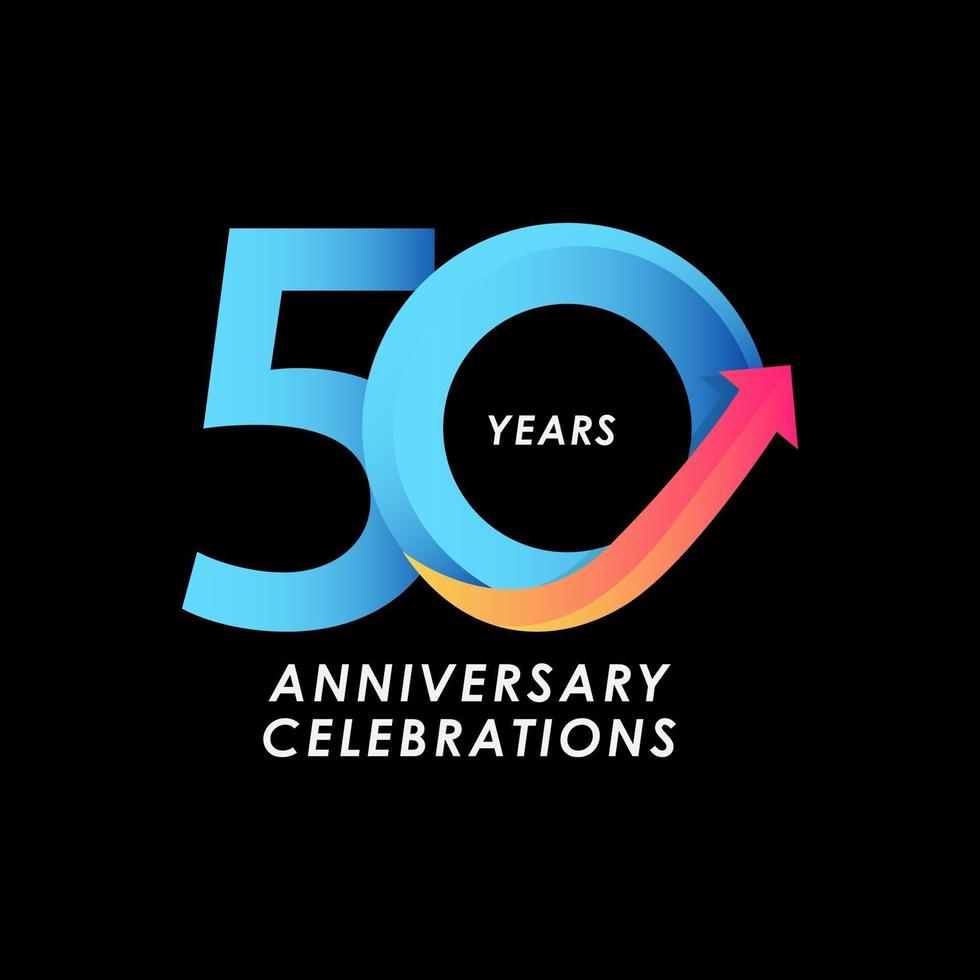 50 anos de celebração de aniversário número ilustração vetorial de design de modelo vetor