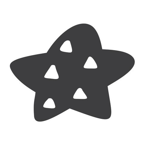 Estrela de vetor escandinavo de Natal. Handdraw silhueta catroon imagem para design de cartão, decoração no travesseiro, t-shirt
