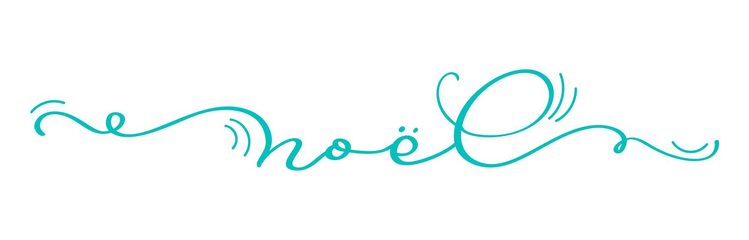 Torquoise Noel vintage caligrafia letras vector texto isolado no fundo branco. Para design de arte de férias, estilo de brochura de maquete