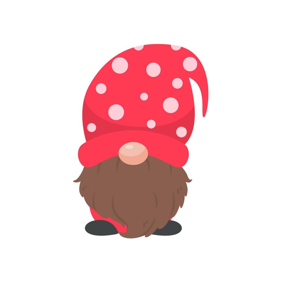 gnomo de natal. um pequeno gnomo com um chapéu de lã vermelha. comemorar no natal vetor