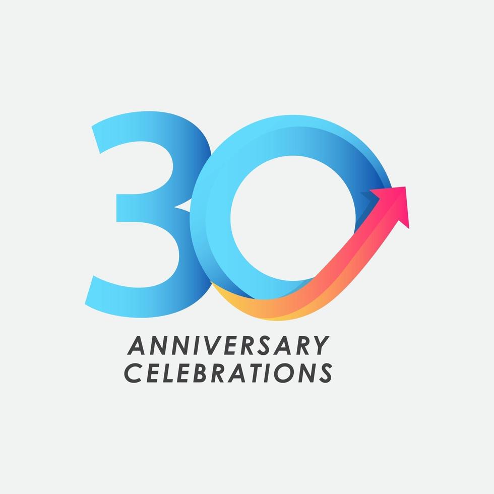 Ilustração de design de modelo de vetor de número de celebração de aniversário de 30 anos