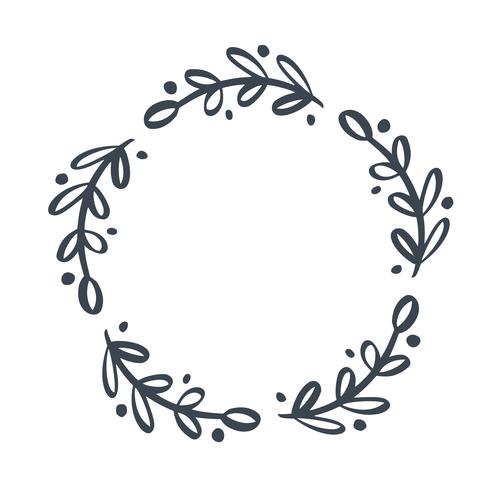 Natal escandinavo mão desenhada vetor floral grinalda com lugar para o seu texto. Isolado no fundo branco para design retro florescer