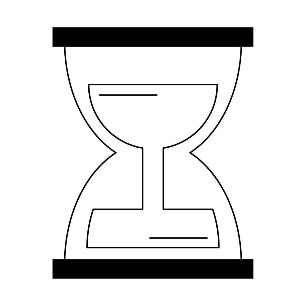 Desenho do ícone de ampulheta em preto e branco vetor