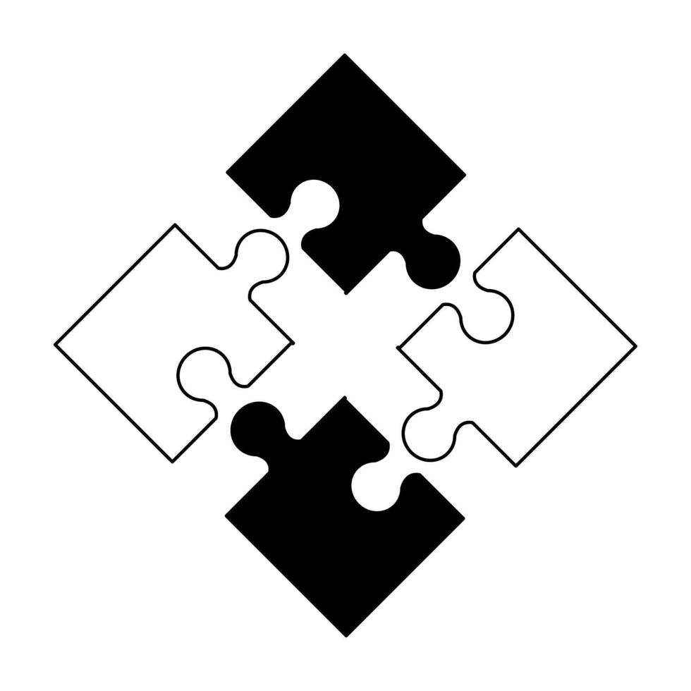 Desenho do ícone de quebra-cabeça em preto e branco vetor